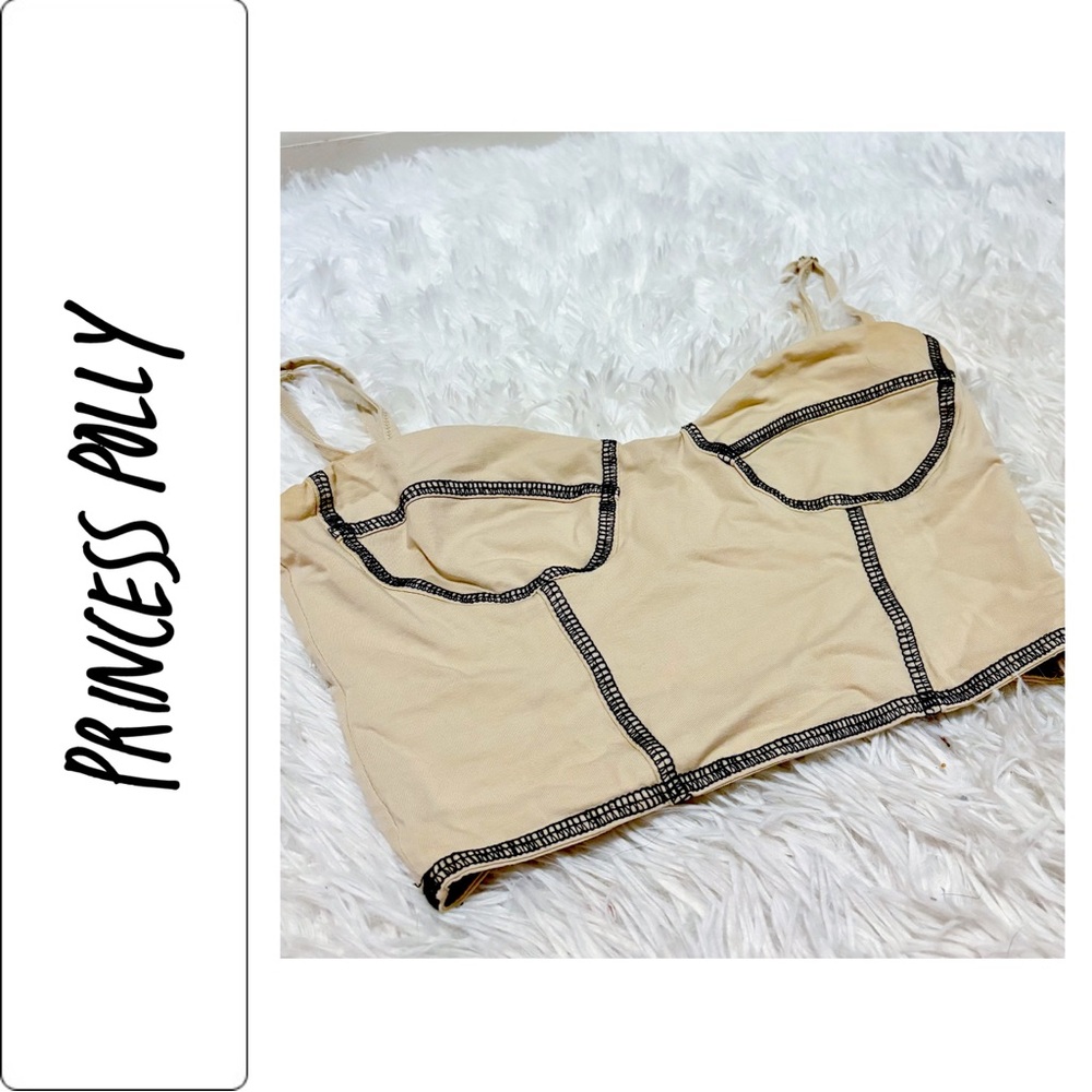 Princess Polly Cream Corset Top